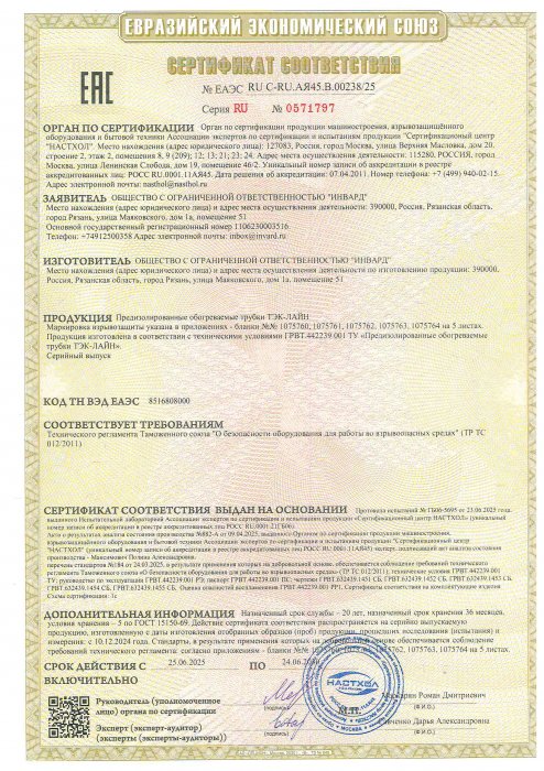 Сертификат соответствия ТР ТС 012_2011 ТЭК-ЛАЙН